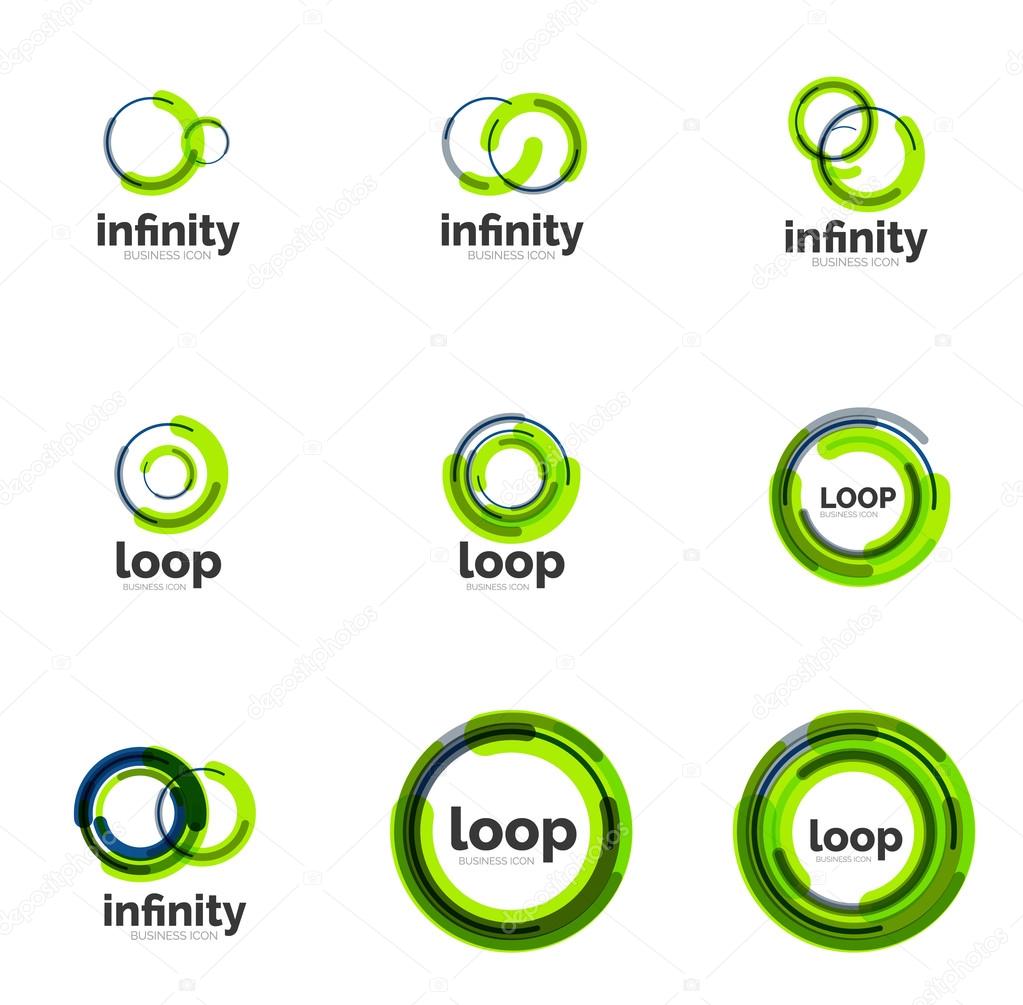 Set of infinity and loop business logos, large collection