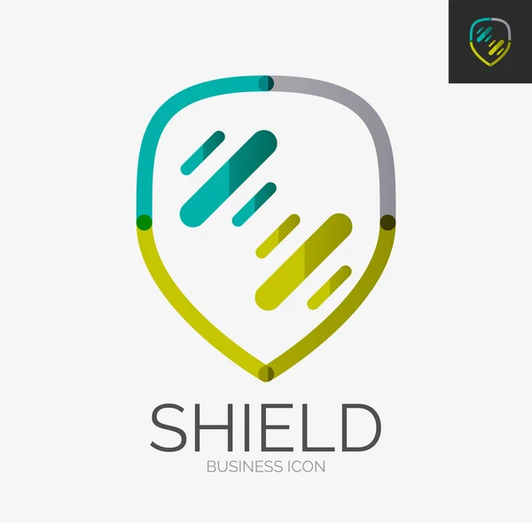 Minimal line design logo, shield icon — Stock Vector