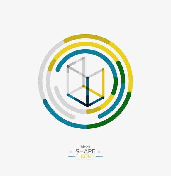 Logo de conception de ligne minimale, icône d'entreprise, bloc — Image vectorielle