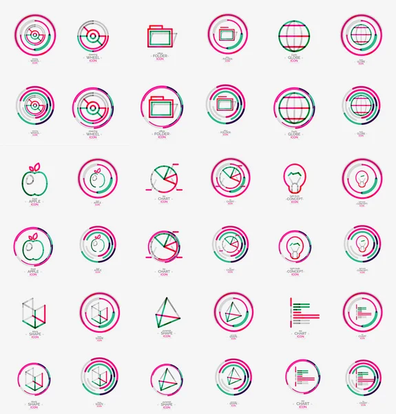 Minimal tunn linje design web icon set, frimärken — Stock vektor