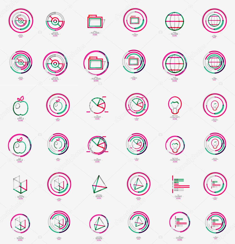 Minimal thin line design web icon set, universal logotypes, stampls and labels