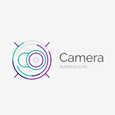 İnce çizgi zarif tasarım logo, kamera konsepti