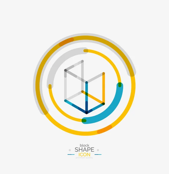 Minimal line design logo, business icon, block — Stock Vector