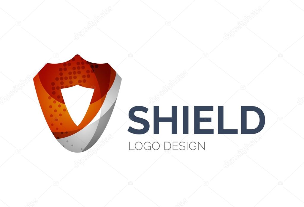 Abstract secure shield logo design made of color pieces - various geometric shapes