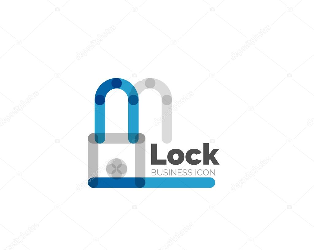 Line minimal design logo, business icon lock