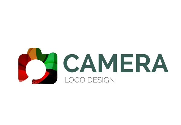 Színes darabból készült kamera logo tervezés — Stock Vector