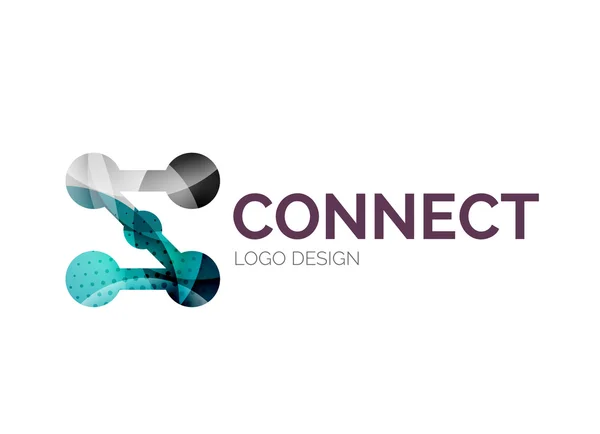 Diseño del logo del icono de conexión hecho de piezas de color — Vector de stock