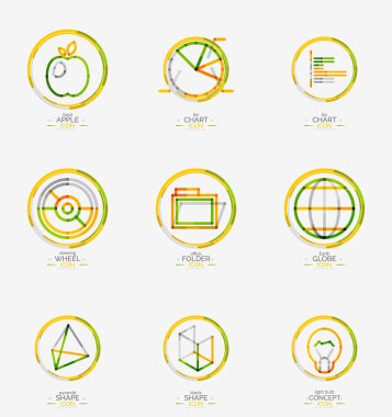 En az ince çizgi tasarım web Icon set