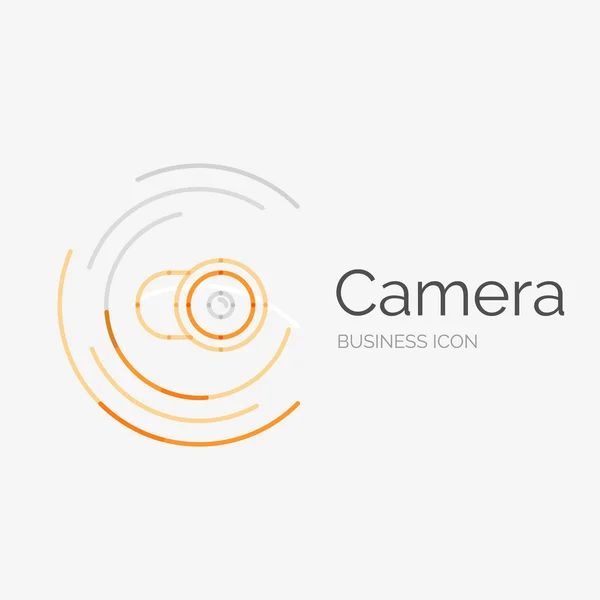 Dunne lijn strak design logo, camera concept — Stockvector