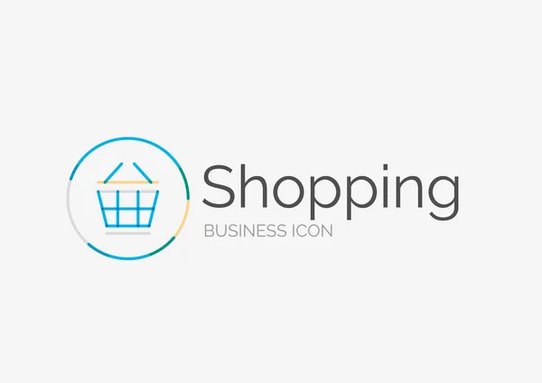 Linha fina logotipo do projeto puro, ícone do carrinho de compras —  Vetores de Stock