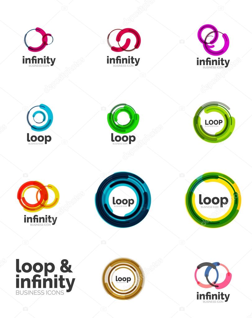 Set of infinity and loop business logos, large collection