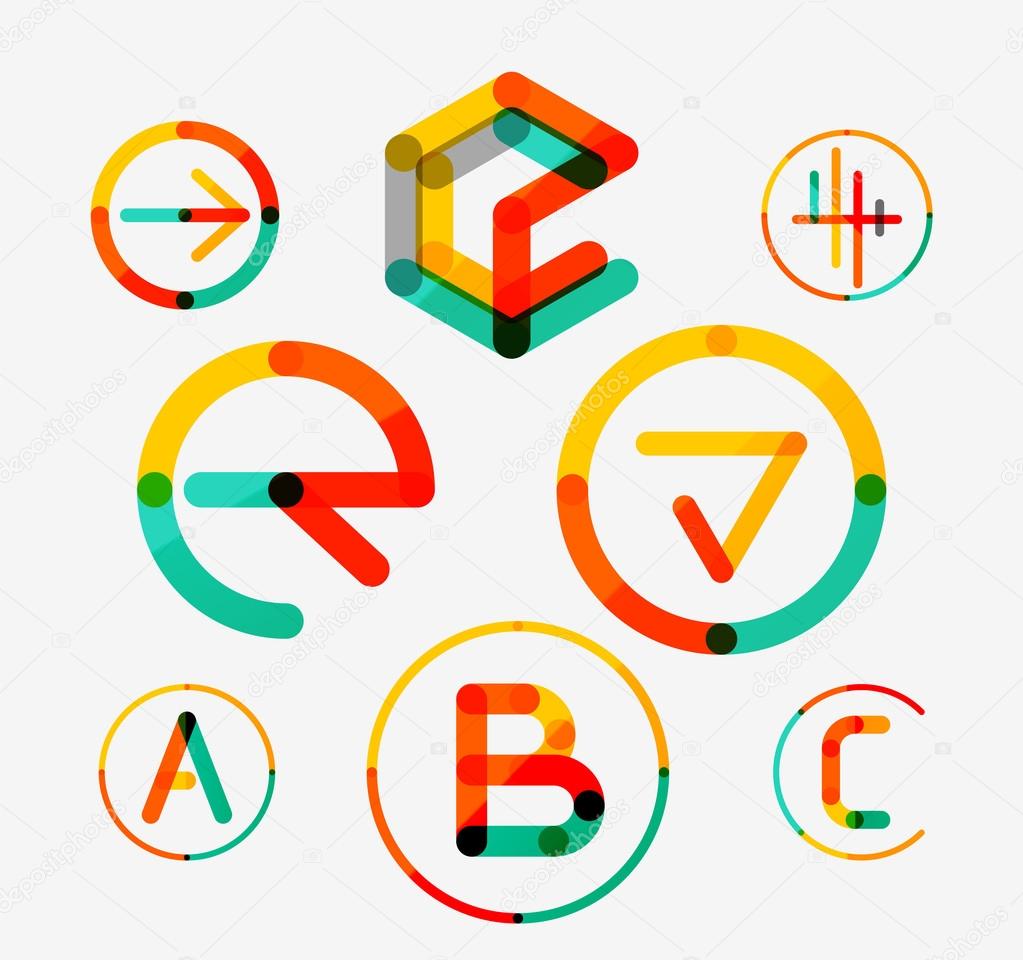 Logo set thin line clean style - business icons, branding emblems