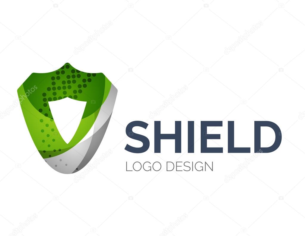 Abstract secure shield logo design made of color pieces - various geometric shapes