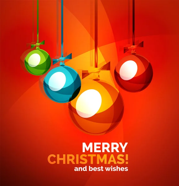 Bola de Navidad brillante, plantilla de tarjeta de felicitación — Vector de stock