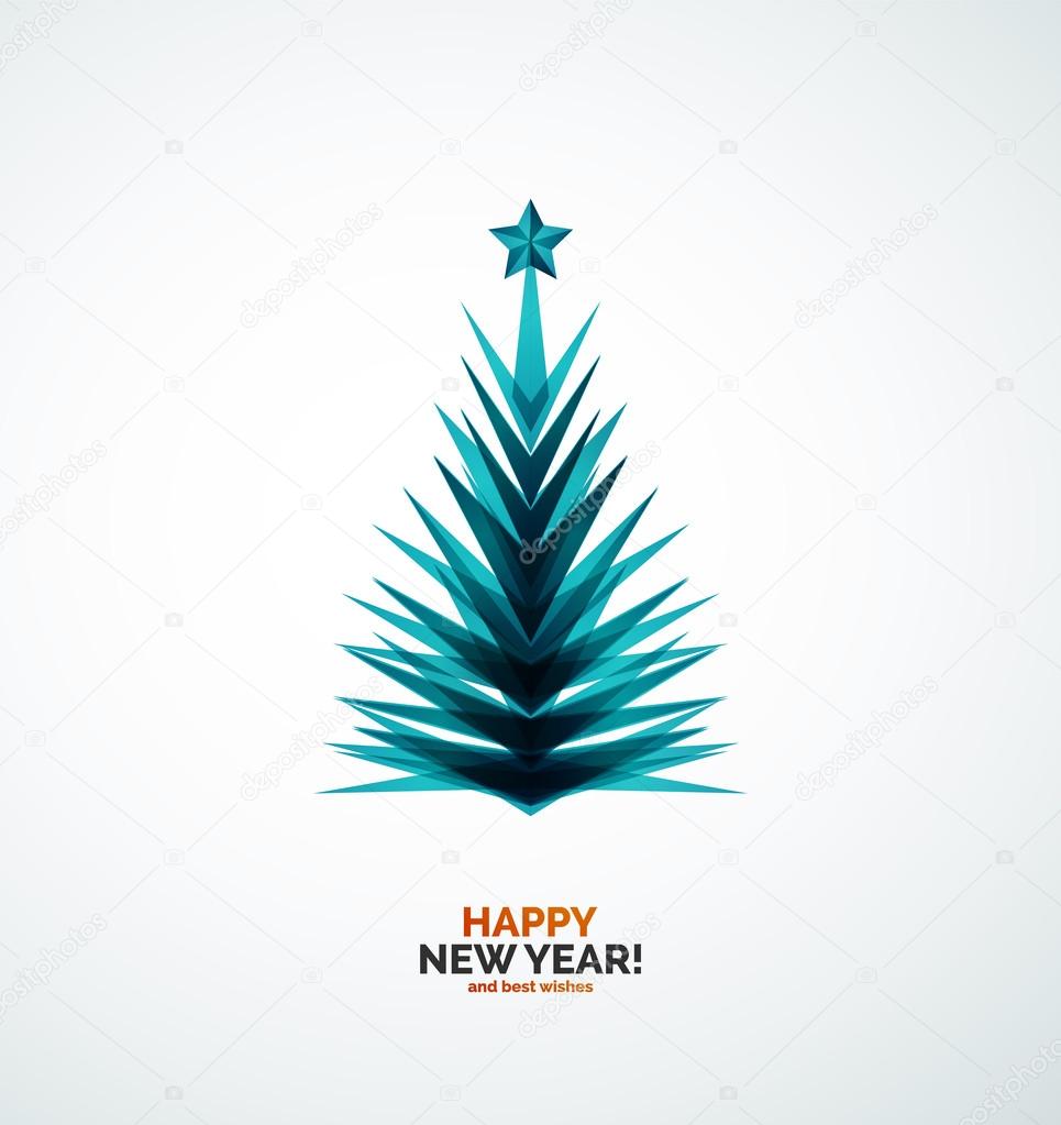 Christmas tree modern paper geometric design, simple icon