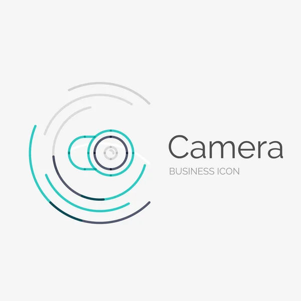 Linea sottile logo di design pulito, concetto di fotocamera — Vettoriale Stock