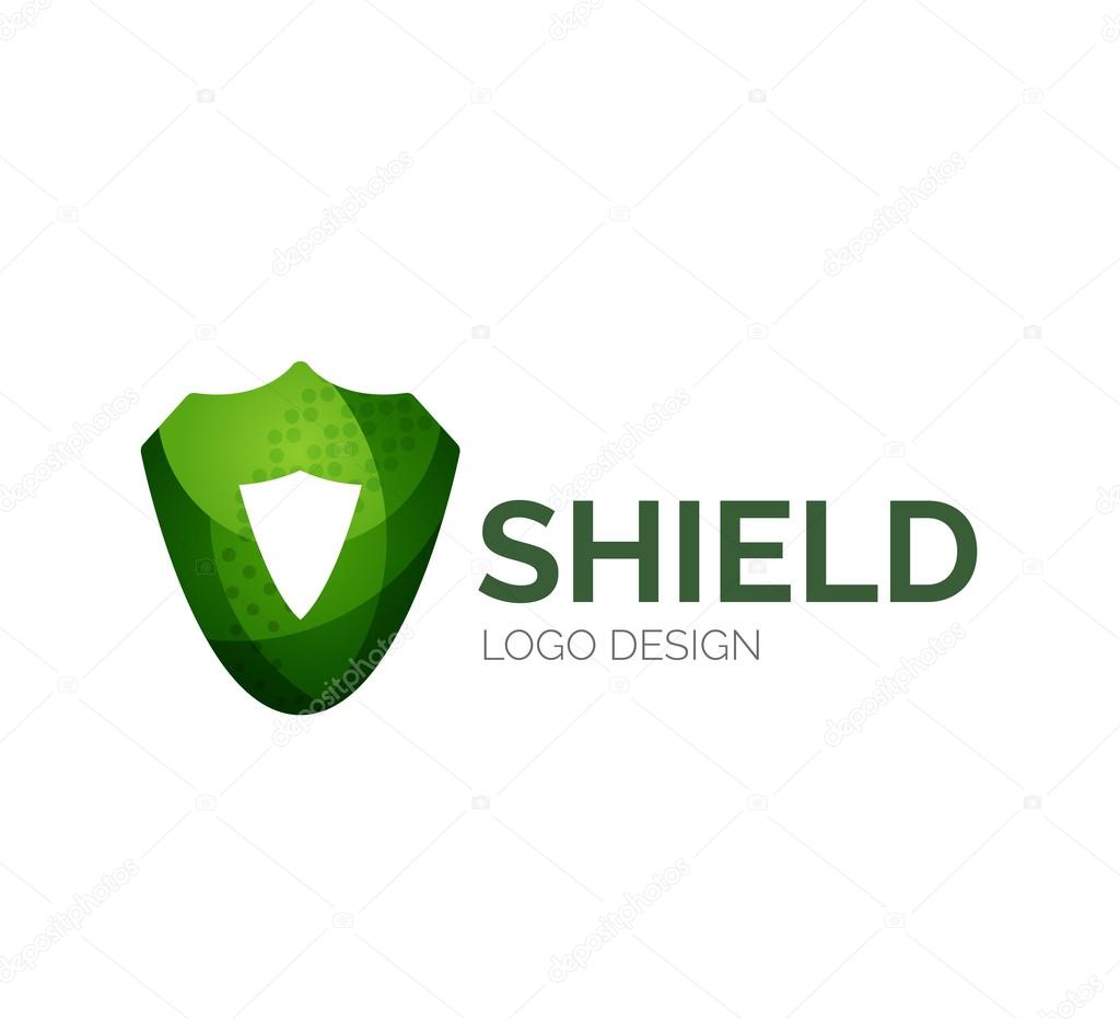 Abstract secure shield logo design made of color pieces - various geometric shapes