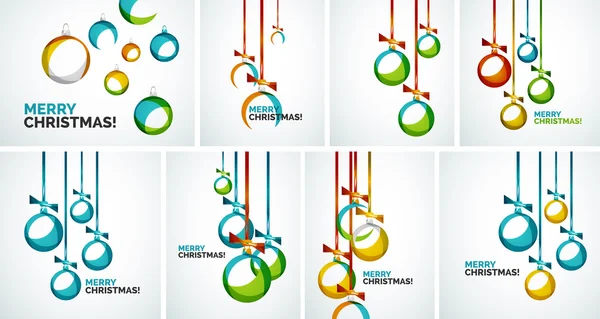 Feliz Navidad tarjetas modernas - bolas abstractas — Archivo Imágenes Vectoriales