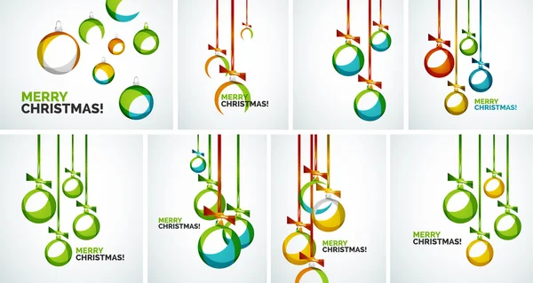 Merry Christmas moderne kaarten - abstracte kerstballen — Stockvector