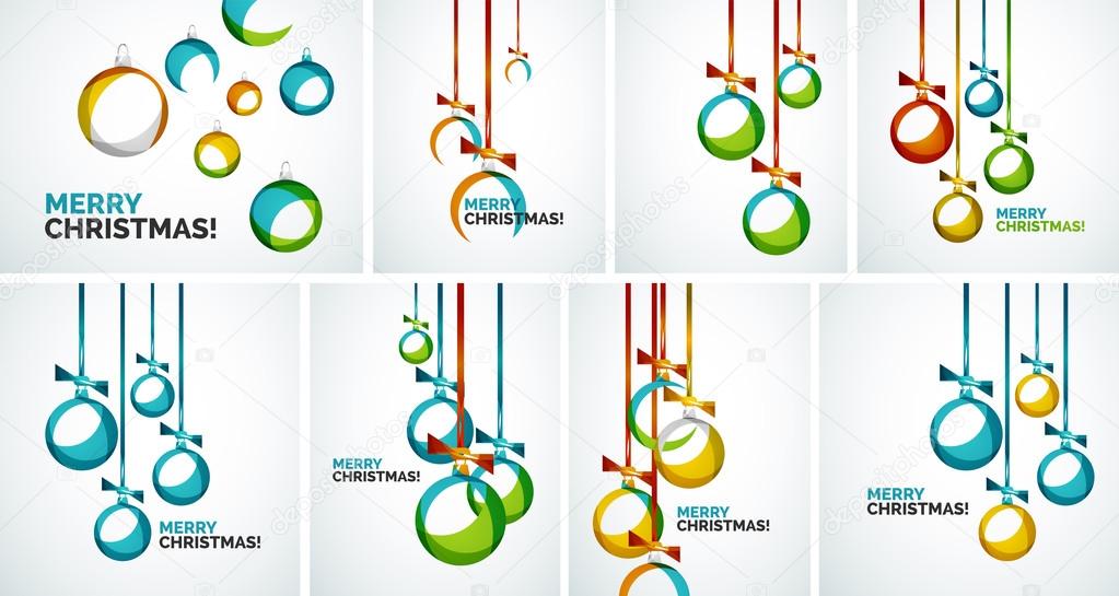 Merry Christmas modern cards - abstract baubles