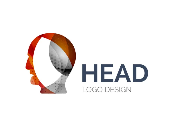 Human head logo design made of color pieces — Stock Vector