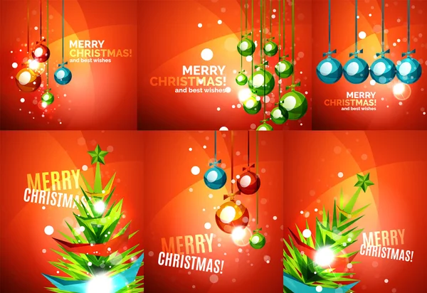 Set di colorate carte di Natale lucide — Vettoriale Stock