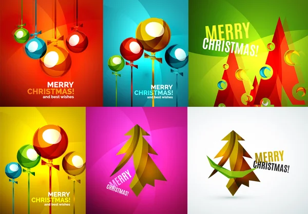 Lesklý design pro vánoční karty sada — Stockový vektor
