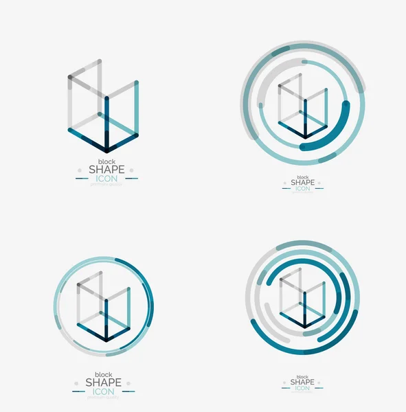 Minimalna linia logo projekt, biznes ikona, blok — Wektor stockowy