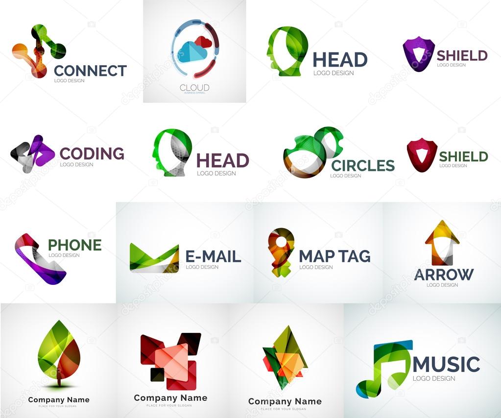 Abstract company logo vector collection - 16 modern various business corporate logotypes
