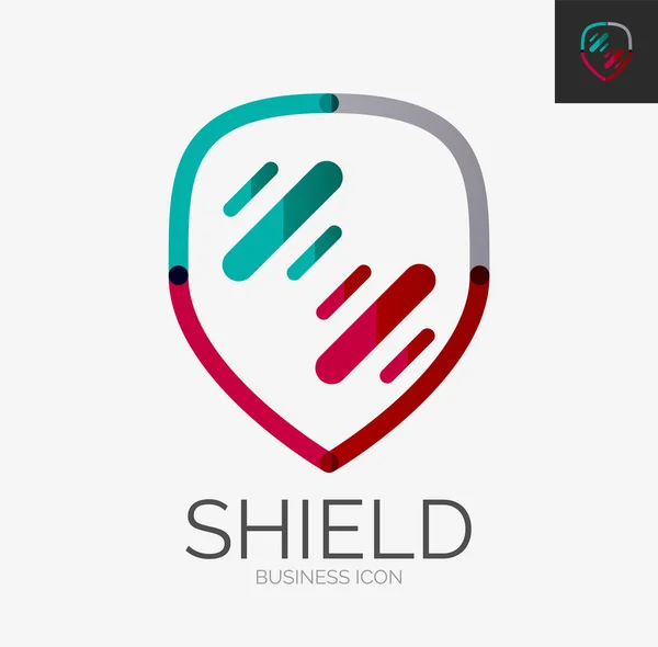 Minimal line design logo, shield icon — Stock Vector