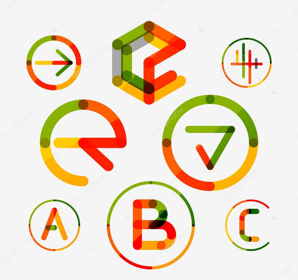 Logo set thin line clean style - business icons, branding emblems