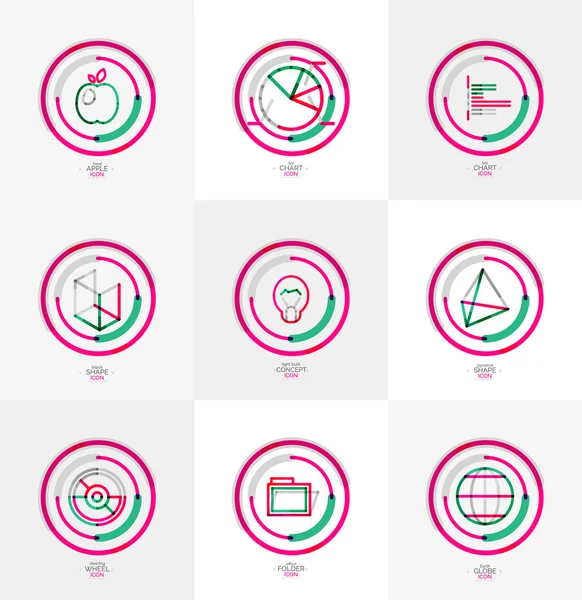 Conjunto de iconos web de diseño de línea delgada mínima — Vector de stock