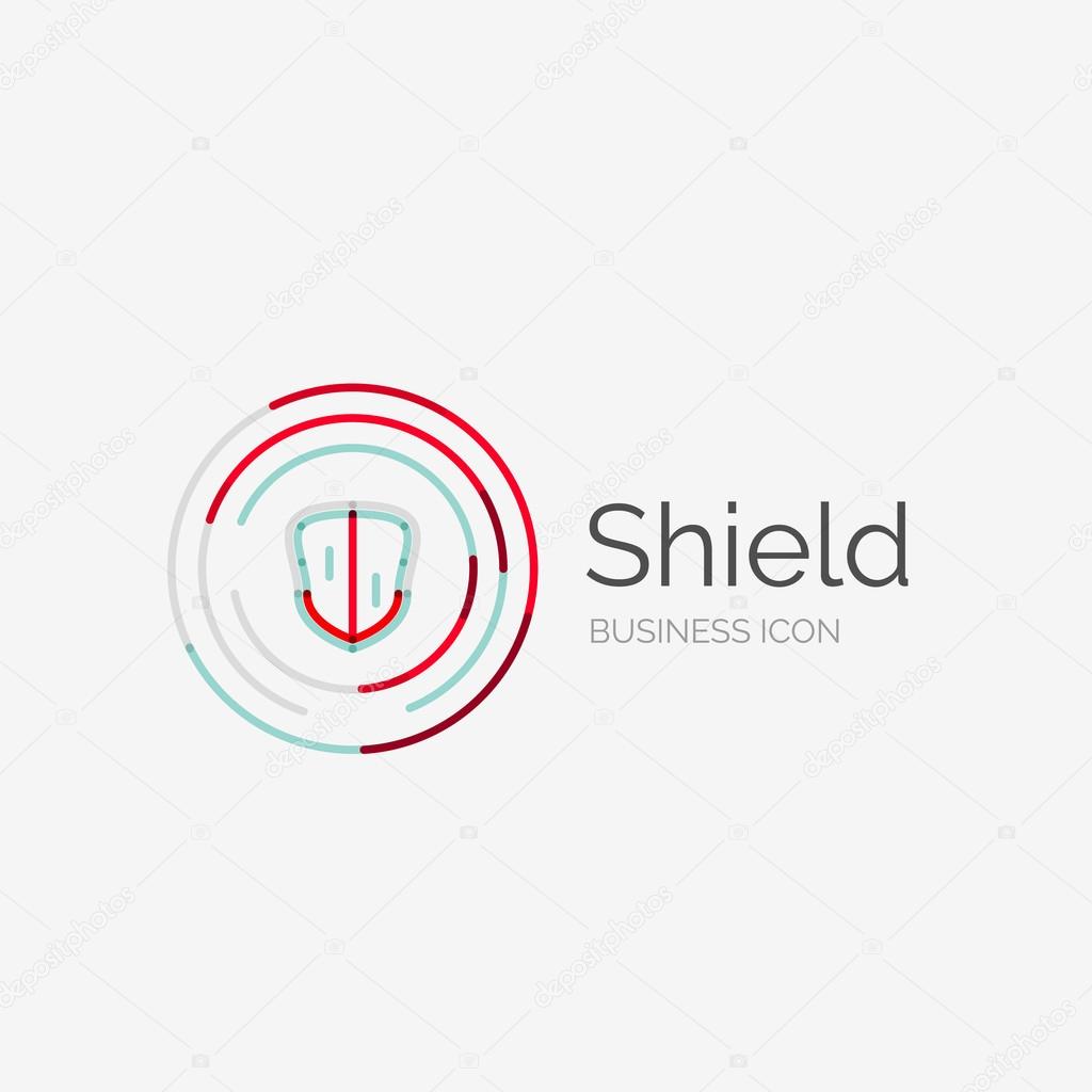 Thin line neat design logo, clean modern concept, shield icon