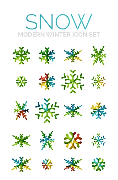 Set van Kerstmis sneeuwvlok pictogrammen — Stockvector