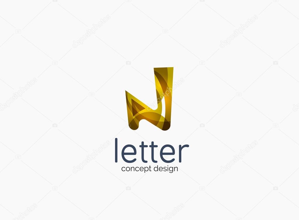 Modern company logo, clean glossy design. Abstract shape made of color overlapping wave pieces