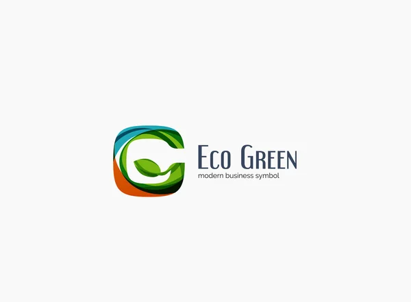 Lettera G moderna, logo aziendale ecologico verde — Vettoriale Stock