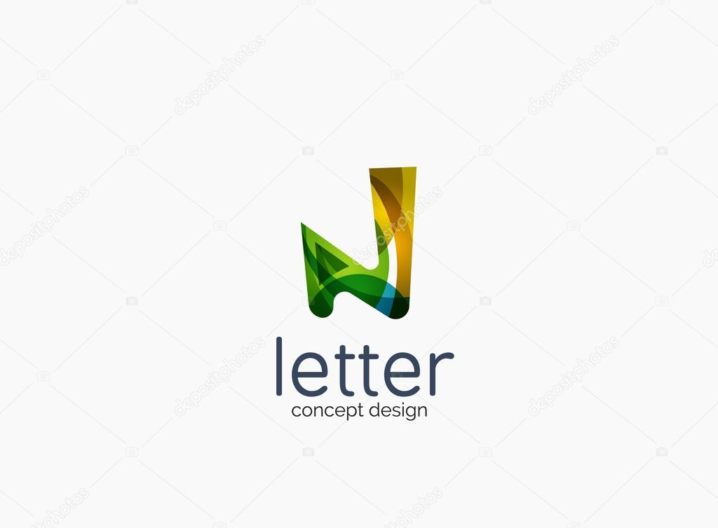 Modern company logo, clean glossy design. Abstract shape made of color overlapping wave pieces