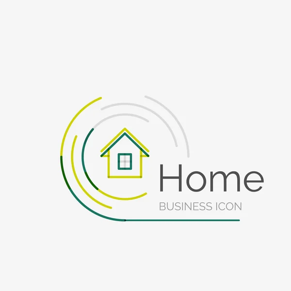 Ligne mince logo design soigné, idée de maison — Image vectorielle