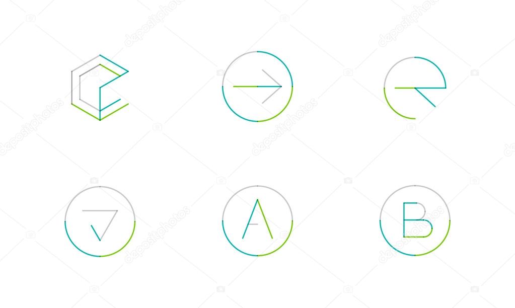 Logo set thin line clean style - business icons, branding emblems