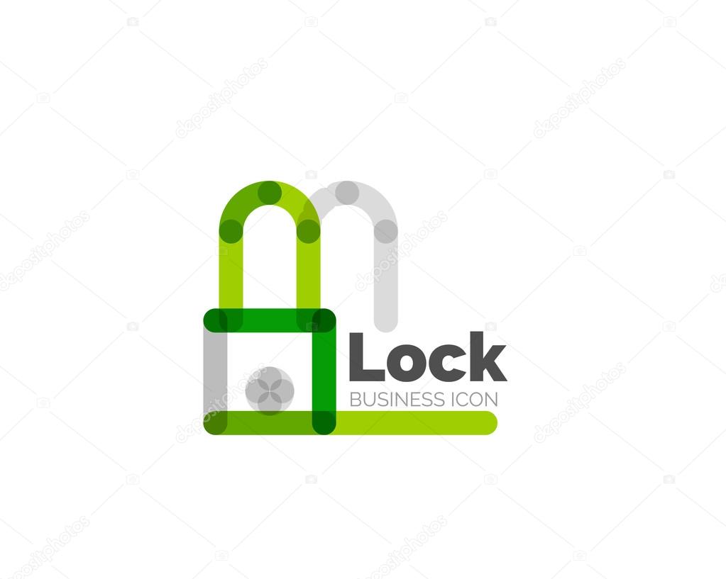 Line minimal design logo, business icon lock