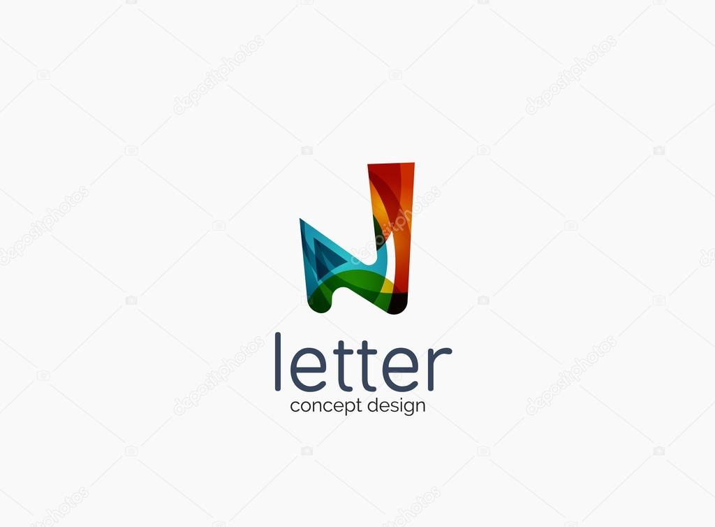 Modern company logo, clean glossy design. Abstract shape made of color overlapping wave pieces