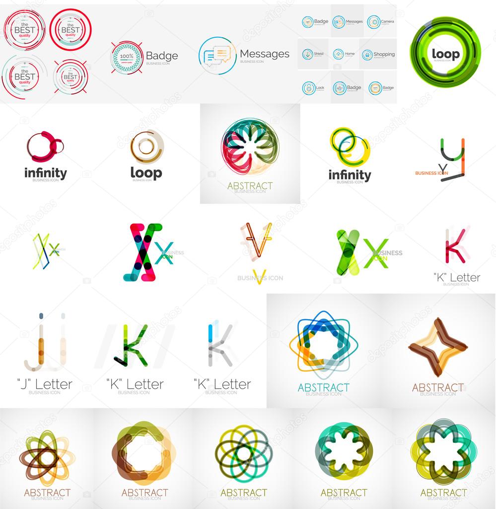 Logo collection, geometric business icon set