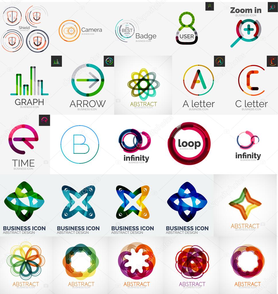Logo collection, abstract geometric business icon set, company branding identity designe lements