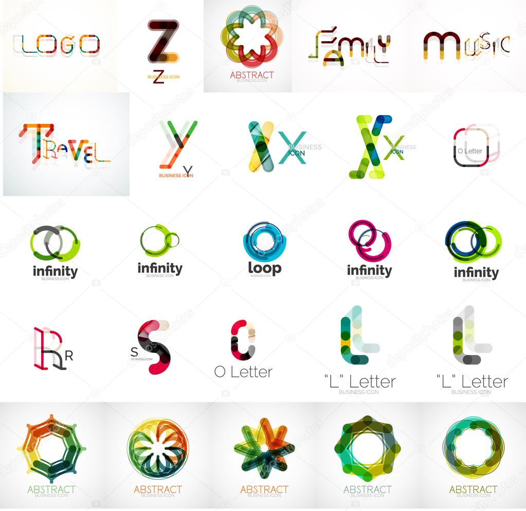 Logo collection, geometric business icon set