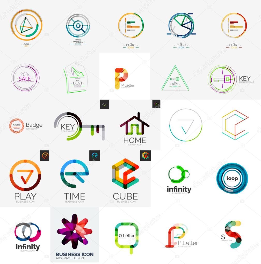 Logo collection, geometric business icon set