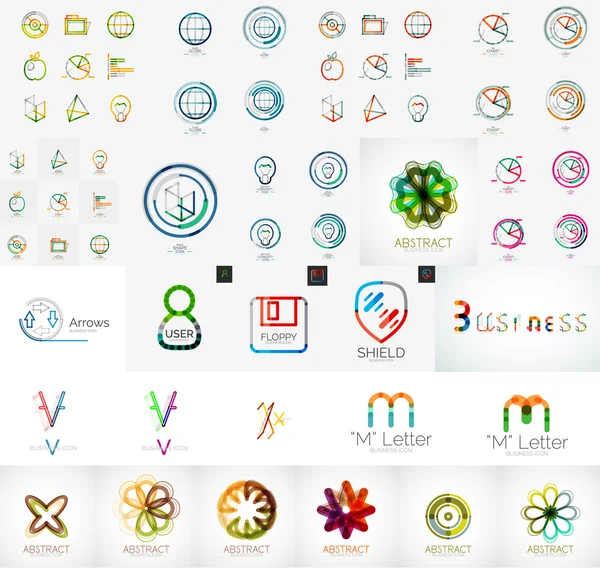 Logo collection, ensemble d'icônes géométriques — Image vectorielle