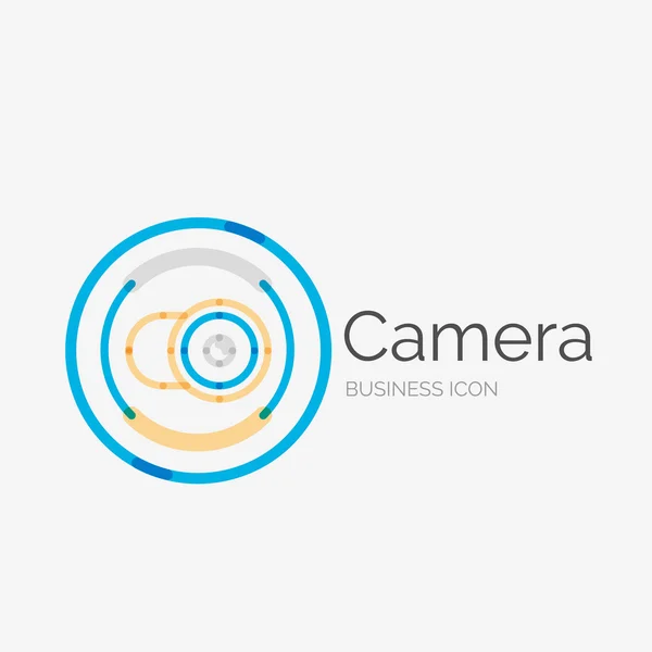 Ligne mince design soigné logo, concept de caméra — Image vectorielle