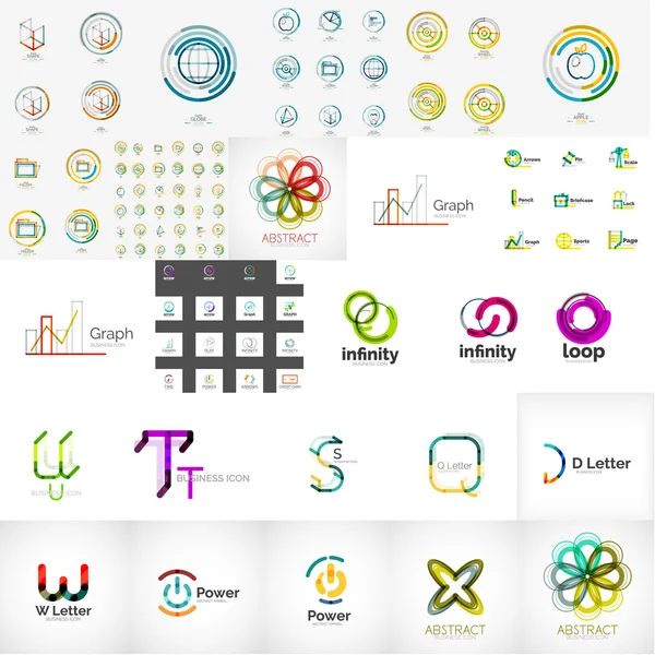 Colección de logotipos, conjunto de iconos de negocio geométrico — Vector de stock