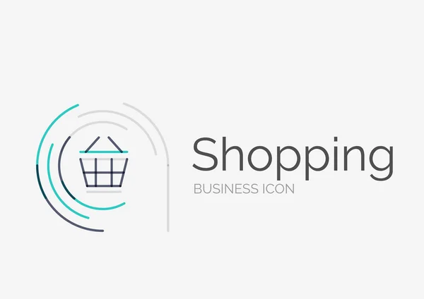 Tunn linje snygg design logotyp, shopping cart ikonen — Stock vektor