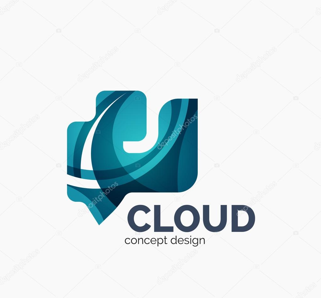 Modern cloud company logo design, made of overlapping wavy shapes